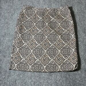 Van Heusen Studio Medallion Pencil Skirt Womens 12 Black Tan Cotton